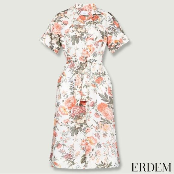 ERDEM **NWT** Mayra Floral Shirtdress in White Floral Multi - Picture 1 of 14